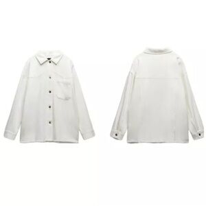 NWT Women’s Size Small Zara Frayed Oversized Button-down Shirt 100% Cotton White